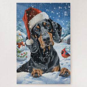 Puzzle Bluetick Coonhound Dog Winter Wonderland Noël