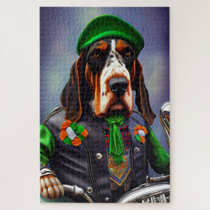 Puzzle Bluetick Coonhound Driving Bike St. Patrick's Day
