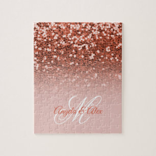 Puzzle Blush de cuivre Confetti Paillettes Ombré Monogram