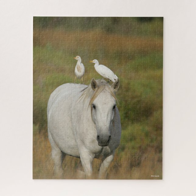 Puzzle Bob Langrish | Camargue gris avec deux oiseaux (Vertical)