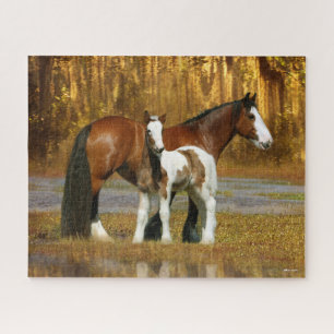 Puzzle Bob Langrish   Gypsy Vanner Mare et Foal Imaginair