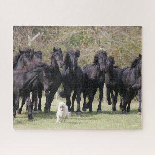 Puzzle Bob Langrish   Herd Black Meren Cheval et Chien