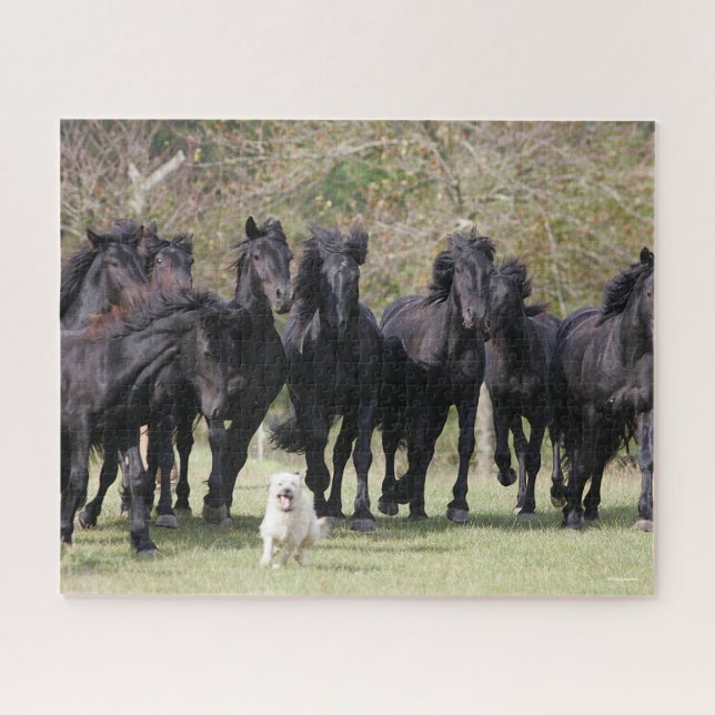 Puzzle Bob Langrish | Herd Black Meren Cheval et Chien (Horizontal)
