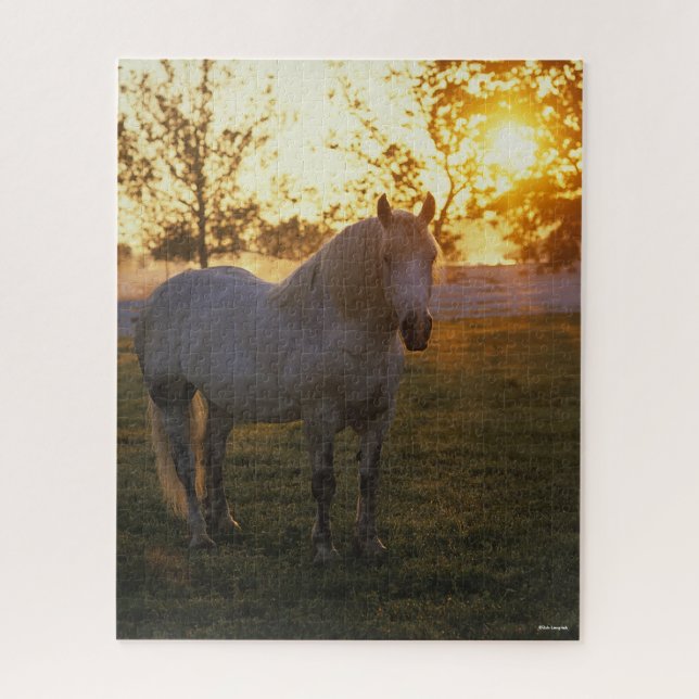 Puzzle Bob Langrish | Percheron gris debout Au coucher Du (Vertical)