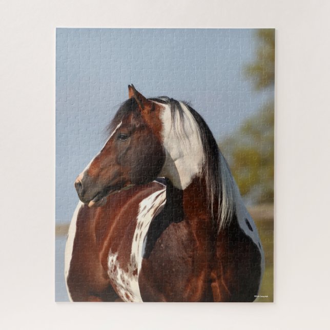 Puzzle Bob Langrish Tobiano Paint Horse Stallion tête (Vertical)