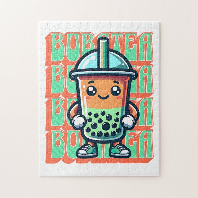 Puzzle Boba Bubble Tea Kawaii Cute Cartoon (Vertical)