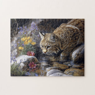 Puzzle Bobcat avec art Pittoresque Fleur sauvage
