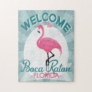 Puzzle Boca Raton Florida Flamant rose rose Retro