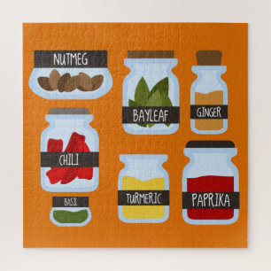 Puzzle Bocaux d'épices colorés style cuisine