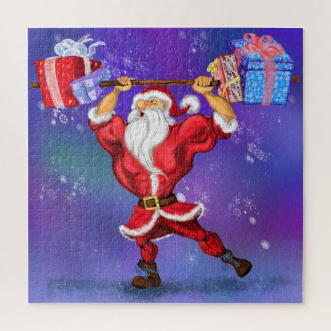 Puzzle Bodybuilder Santa Claus avec cadeaux de Noël - Amu (Vertical)