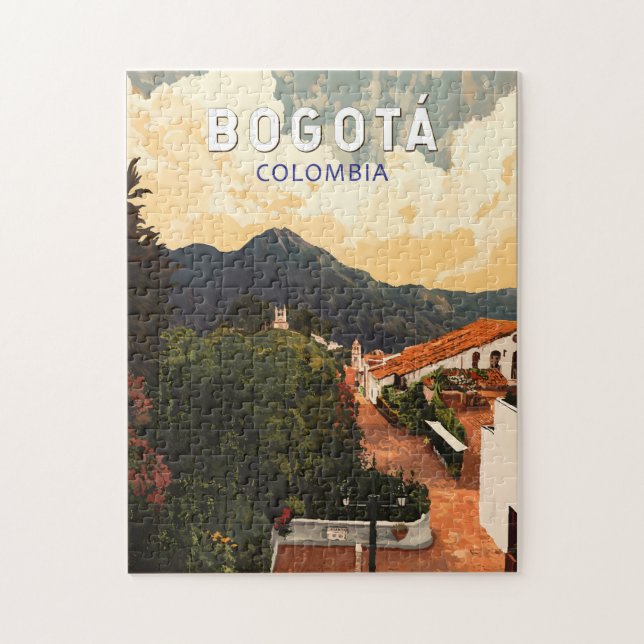 Puzzle Bogota Colombie Illustration Voyage Art Vintage (Vertical)
