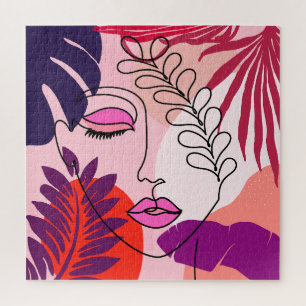 Puzzle Bohemian Girlline Art rose esthétique