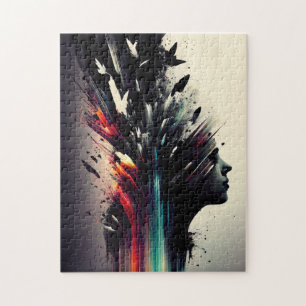 Puzzle Boho art abstrait avec visage de fille