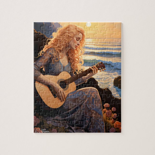 Puzzle BoHo Girl joue de la guitare (Vertical)