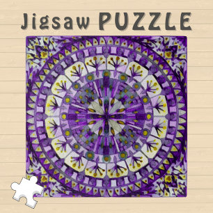 Puzzle Boho Mosaic Mandala Tile Violet flamme -