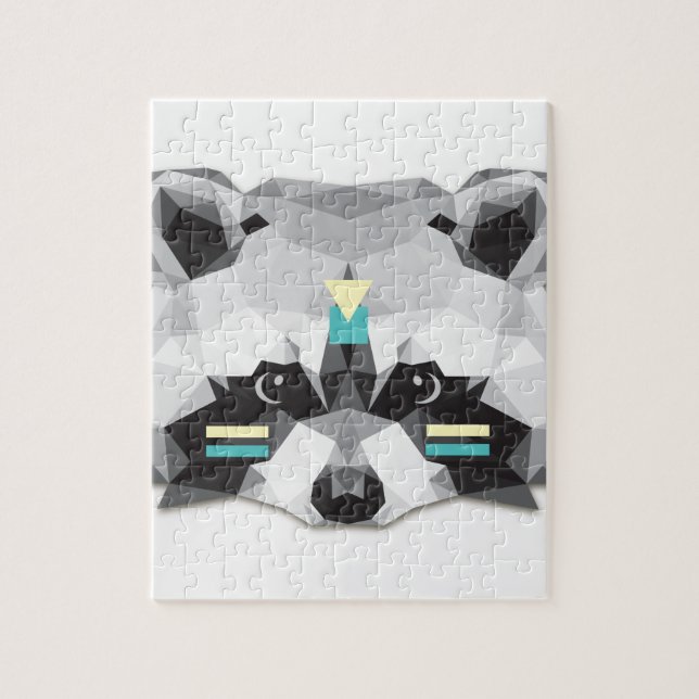 Puzzle Boho poly raccoon (Vertical)