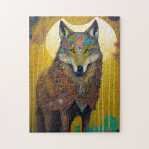 Puzzle Boho Wolf Surreal Wildlife Art
