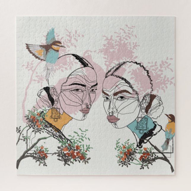 Puzzle Boho Women African Asian Line (Vertical)