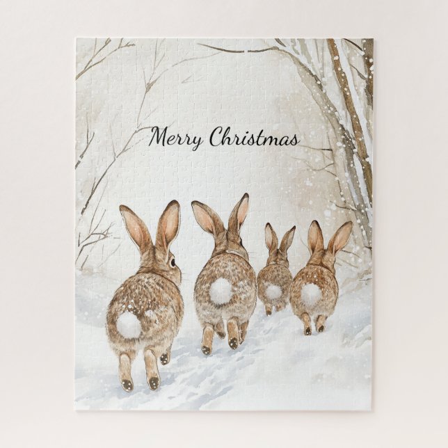 Puzzle Bois de Noël des lapins (Vertical)