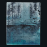 Puzzle Bois d'hiver<br><div class="desc">Winter Woods I par Chariklia Zarris. Arbres foncés dans les tons bleu foncé dans un style aquarelle.</div>