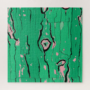 Puzzle Bois Néon Vert Grain Pop Art Abstrait Écorce