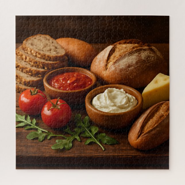 Puzzle Bois rustique avec fromage artisanal pains (Vertical)