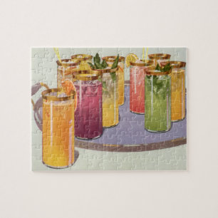 Puzzle Boissons vintages, boissons avec glaçons sur plate