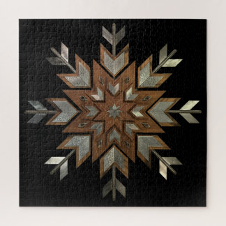 Puzzle Boîte à bijoux Tigerwood avec acier gravé