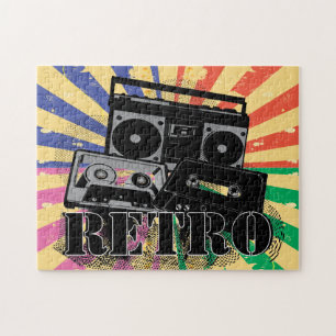 Puzzle Boite à flèche et cassettes de style rétro