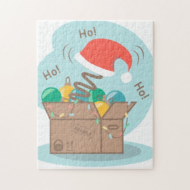 Puzzle Boite artisanale avec décoration de Noël et chapea (Vertical)
