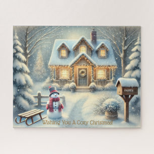 Puzzle Boîte aux lettres personnalisée de Noël neigeux