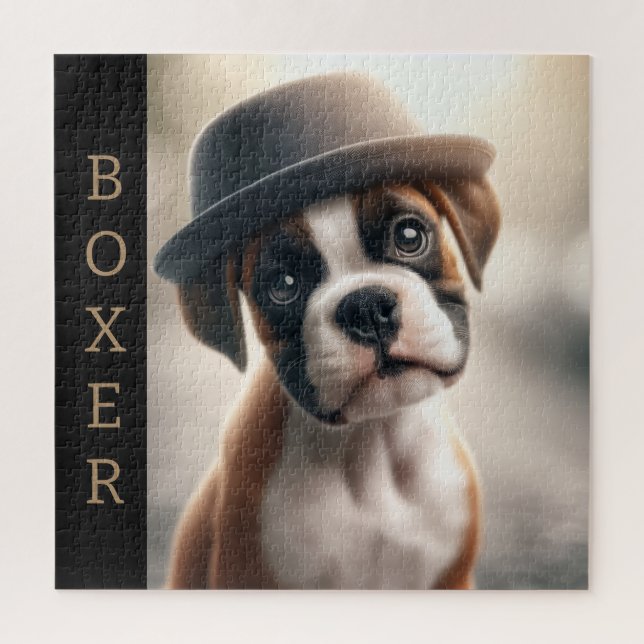 Puzzle Boîte de Boxer Mignon – Art de Chien Stylé (Vertical)