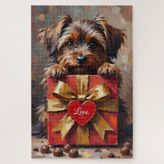Puzzle Boîte de chocolats de la Saint-Valentin pour chien (Vertical)