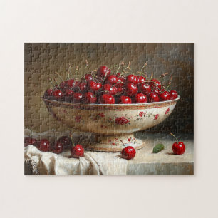 Puzzle Bol de cerises peint