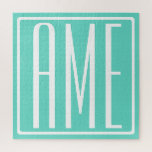 Puzzle Bold Modern | White on aqua<br><div class="desc">Classy,  bold et moderne.</div>
