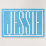 Puzzle Bold & Modern Your Name or Word | White & Sky Blue<br><div class="desc">Bold & modern.</div>