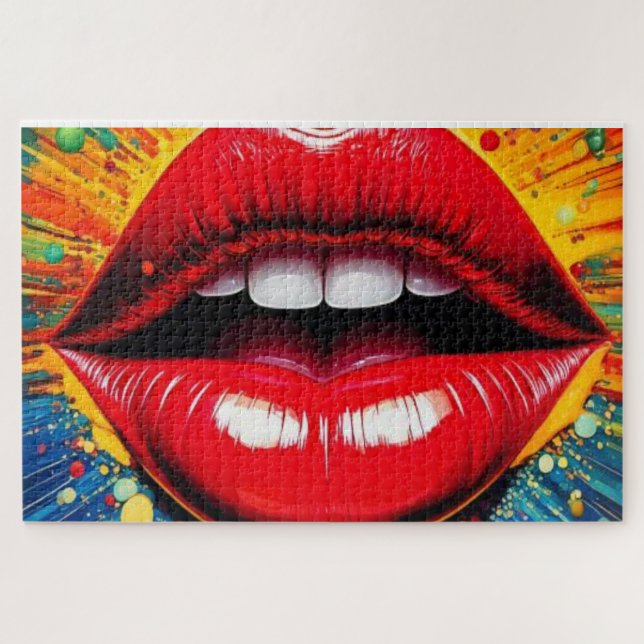 Puzzle Bold Pop Art Lips Canvas (Horizontal)