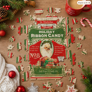 Puzzle Bonbons de Noël vintage 1913 avec Père Noël