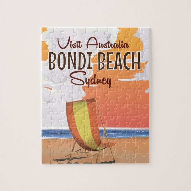Puzzle Bondi Beach vintage Travel Poster (Vertical)