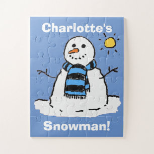 Puzzle Bonhomme de neige amusant dans un cadre hivernal