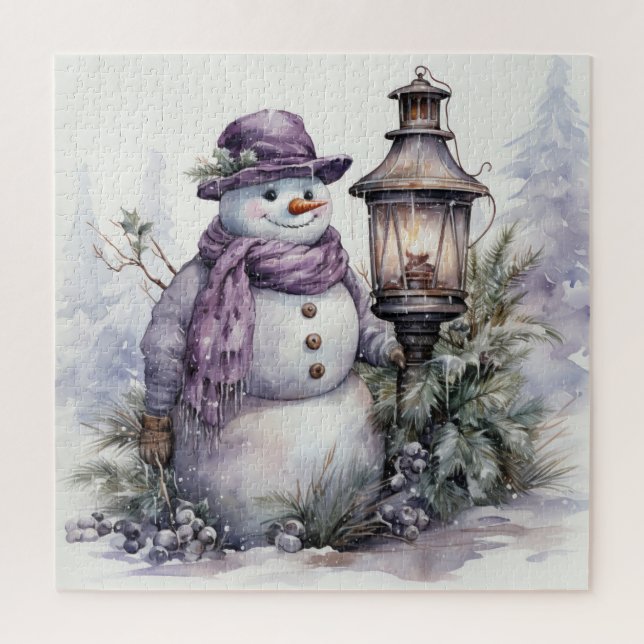 Puzzle Bonhomme de Neige Aquarelle (Vertical)