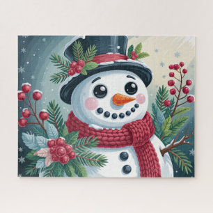 Puzzle Bonhomme de neige festif avec botaniques
