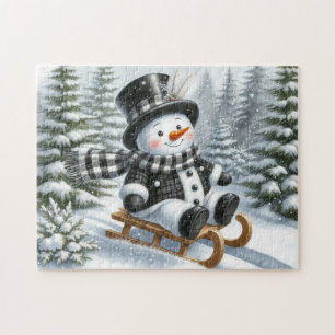 Puzzle Bonhomme de neige sur traîneau