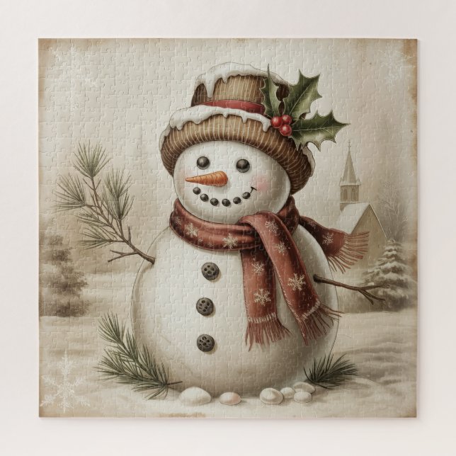 Puzzle Bonhomme de Neige Vintage (Vertical)