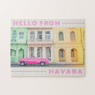 Puzzle Bonjour de Havana Retro Pink Car & Architecture