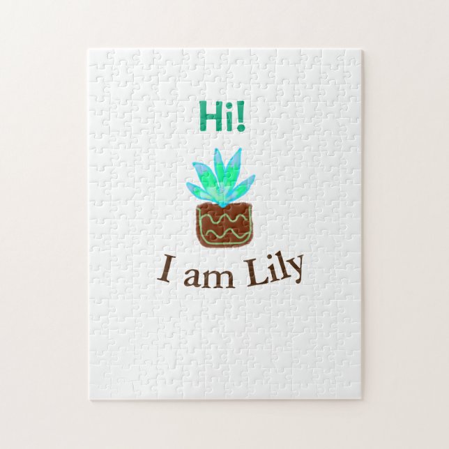Puzzle Bonjour Je suis Lily cactus succulent ajouter nom  (Vertical)