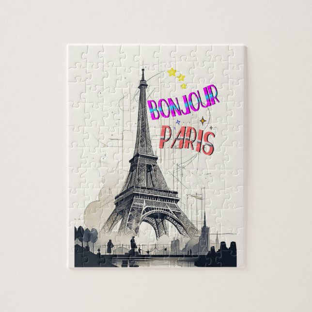 Puzzle Bonjour Paris coloré (Vertical)