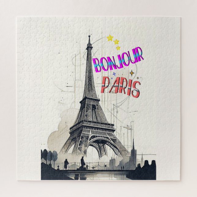 Puzzle Bonjour Paris coloré (Vertical)