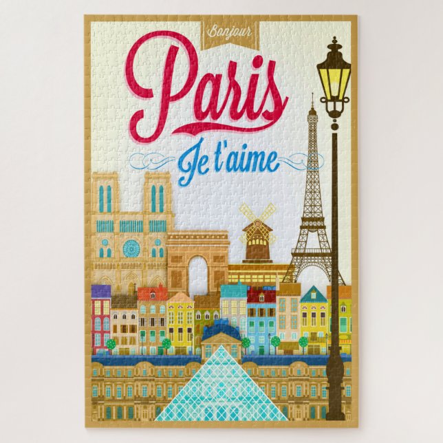 Puzzle Bonjour Paris Je T'aime Travel (Vertical)