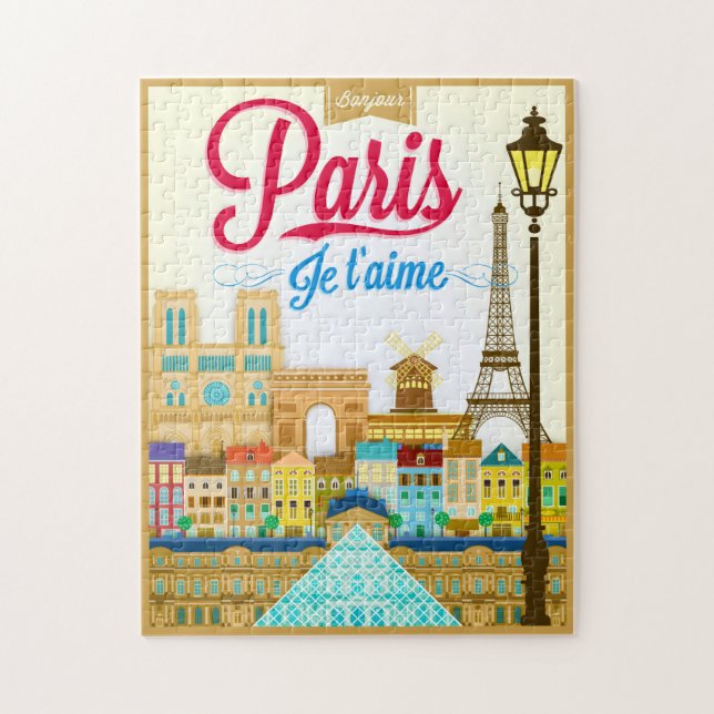 Puzzle Bonjour Paris Je t'aime voyage (Vertical)